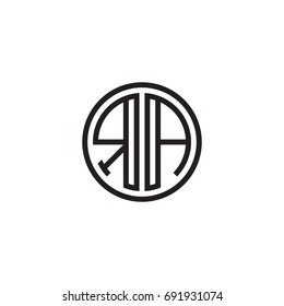 Initial letter RA, minimalist line art monogram circle logo, black color