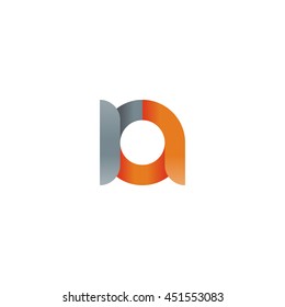 initial letter ra modern linked circle round lowercase logo orange gray