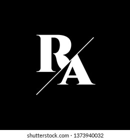 Initial Letter RA Monogram Sliced. Logo template isolated on black background
