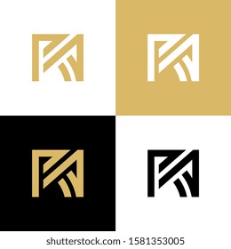 Initial letter RA R A uppercase luxury logo design template elements, gold color illustration - Vector