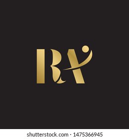 Initial letter ra uppercase modern logo design template elements. Gold letter Isolated on black  background. Suitable for business, consulting group company.