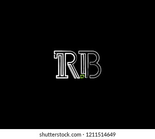 Initial Letter RB Linear Grunge Brush Stroke Modern Logotype