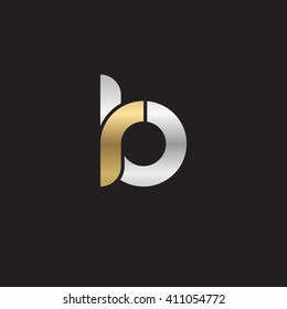 initial letter rb linked round lowercase logo gold silver black background