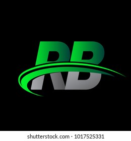initial letter RB logotype company name colored green and black swoosh design. vector logo for business and company identity.