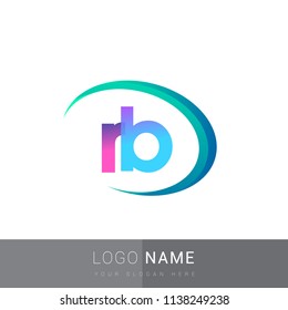 initial letter RB logotype company name, coloreful and swoosh design. vector logo for business and company identity.