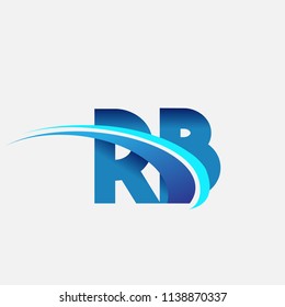 initial letter RB logotype company name colored blue and swoosh design. vector logo for business and company identity.