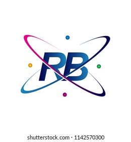 initial letter RB logotype science icon colored blue, red, green and yellow swoosh design. vector logo for business and company identity.
