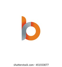 initial letter rb modern linked circle round lowercase logo orange gray