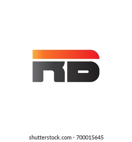 Initial letter RB, straight linked line bold logo, gradient fire red black colors