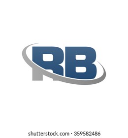 initial letter RB swoosh ring company logo blue gray