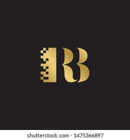 Initial letter rb uppercase modern logo design template elements. Gold letter Isolated on black  background. Suitable for business, consulting group company.