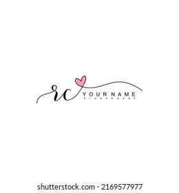 Initial letter RC calligraphy handwritten logo. Handwritten alphabet in the logo template. Letters and Alphabet for your logo design.