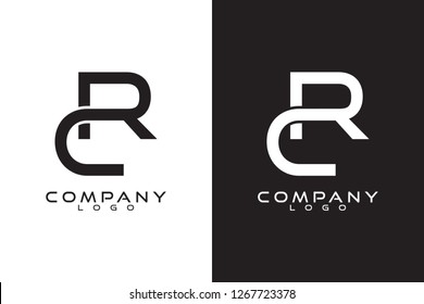 Initial Letter rc, cr Logo Template Vector Design with black and white background 