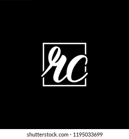 Initial letter RC CR minimalist art monogram shape logo, white color on black background