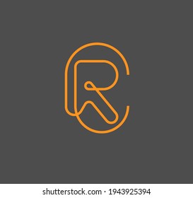 initial letter rc, cr  with thin geometric lines vector