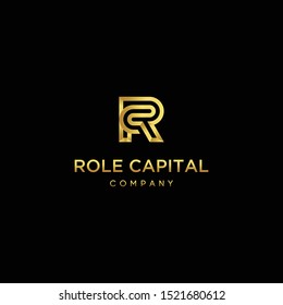 initial letter rc golden logo design concept