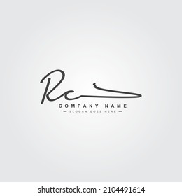 Initial Letter RC Logo - Hand Drawn Signature Logo