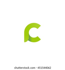 initial letter rc modern linked circle round lowercase logo green