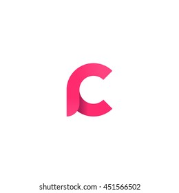 initial letter rc modern linked circle round lowercase logo pink