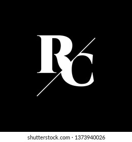 Initial Letter RC Monogram Sliced. Logo template isolated on black background