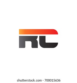 Initial letter RC, straight linked line bold logo, gradient fire red black colors