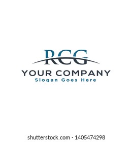 Initial letter RCG, overlapping movement swoosh horizon logo company design inspiration in blue and gray color vector
