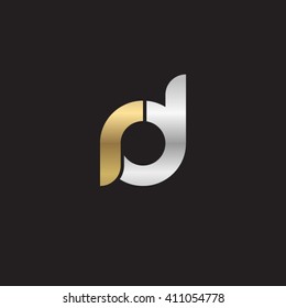 initial letter rd linked round lowercase logo gold silver black background