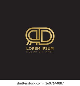 Initial Letter RD linked uppercase overlap modern gold logo vector design template. Suitable for business, consulting group company.