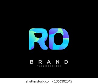 Initial letter RD logo with colorful background, letter combination logo design for creative industry, web, business and company. - Vector