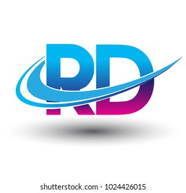 initial letter RD logotype company name colored blue and magenta swoosh design. vector logo for business and company identity.

