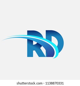 initial letter RD logotype company name colored blue and swoosh design. vector logo for business and company identity.