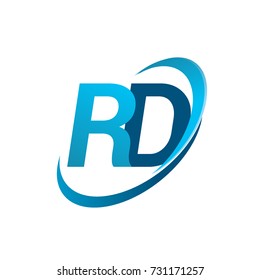 initial letter RD logotype company name colored blue swoosh design concept. vector logo for business and company identity.