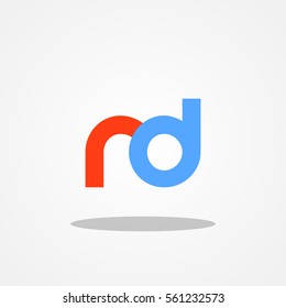 Initial letter RD lowercase logo design template red soft blue