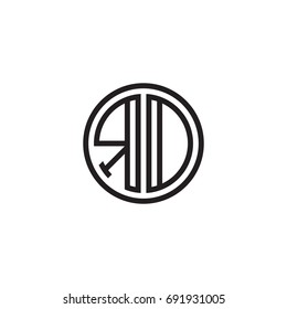 Initial letter RD, RO, minimalist line art monogram circle logo, black color