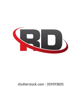 initial letter RD swoosh ring company logo red black