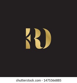 Initial letter rd uppercase modern logo design template elements. Gold letter Isolated on black  background. Suitable for business, consulting group company.