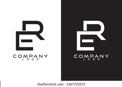 Initial Letter re, er Logo Template Vector Design with black and white background 