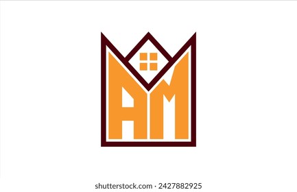 AM initial letter real estate builders logo design vector. construction, housing, home marker, property, building, apartment, flat, compartment, business, corporate, house rent, rental, commercial