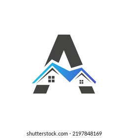 Initial Letter A Real Estate Logo With House Building Roof  For Investment and Corporate Business Template