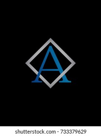 initial letter A red blue grey