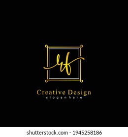 Initial letter RF calligraphy handwritten logo. Handwritten alphabet in the logo template. Letters and Alphabet for your logo design.