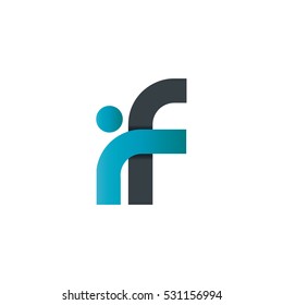 Initial Letter IF RF Design Logo Blue Black