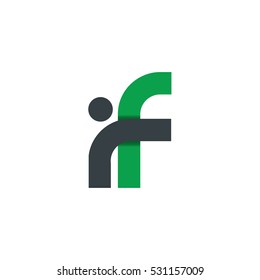 Initial Letter IF RF Design Logo Black Green