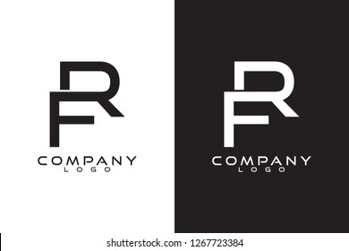 Initial Letter rf, fr Logo Template Vector Design with black and white background 