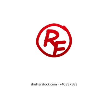 The initial letter RF handwritten logo
