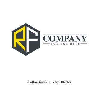 Initial Letter RF Hexagonal Design Logo