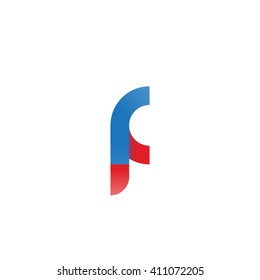 initial letter rf linked round lowercase logo blue red
