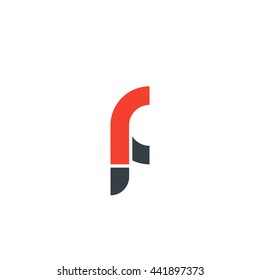 initial letter rf linked round lowercase logo red