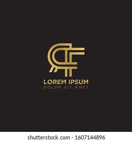Initial Letter RF linked uppercase overlap modern gold logo vector design template. Suitable for business, consulting group company.