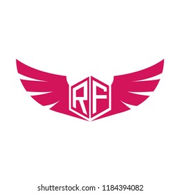 Initial Letter RF Logo Design with Wings